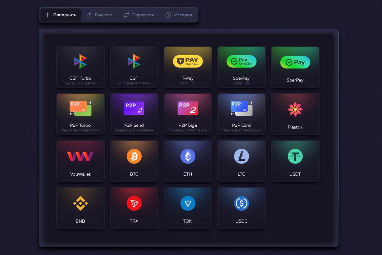 Депозиты и выводы
